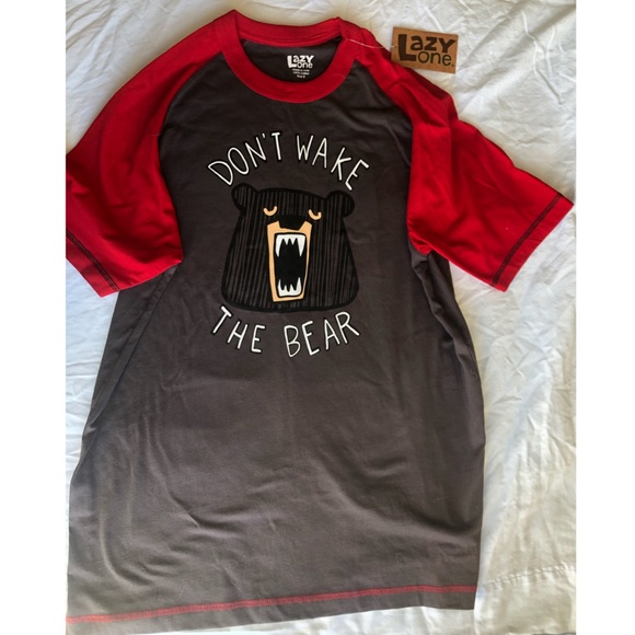 Unisex Lazy One bear pyjama/lounge T-shirt - Picture 4 of 5